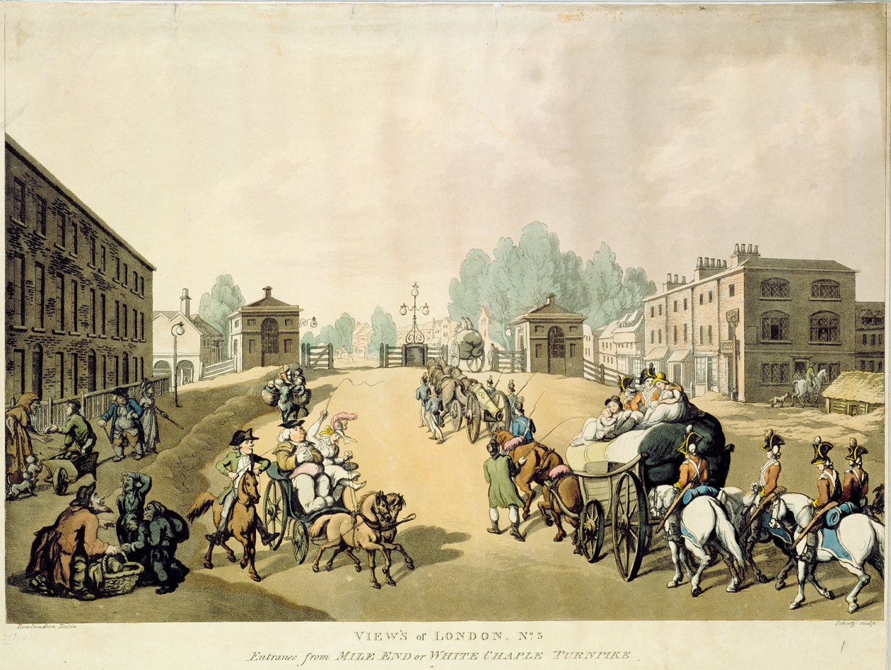Ingång från Mile End eller Whitechapel Turnpike av Thomas Rowlandson
