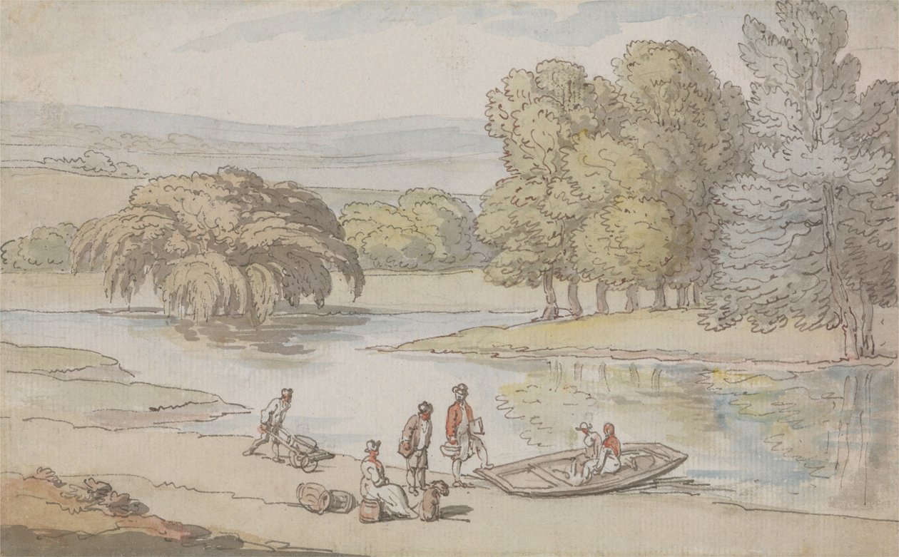 Figures by a Ferry av Thomas Rowlandson
