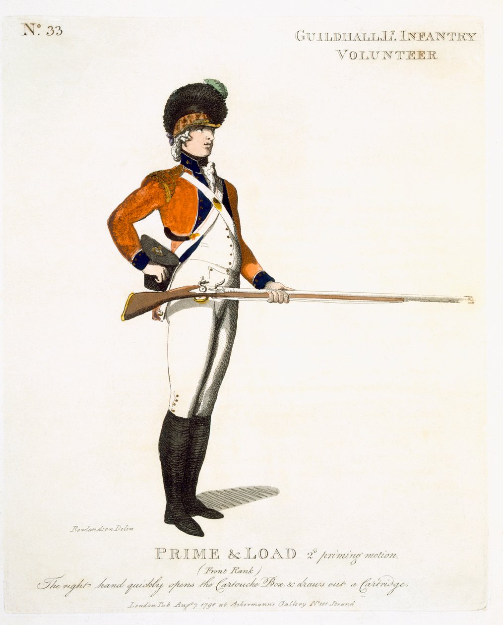 Guildhall Light Infantry Volunteer, platta 33 från "Loyal Volunteers of London and Environs", 1798 av Thomas Rowlandson