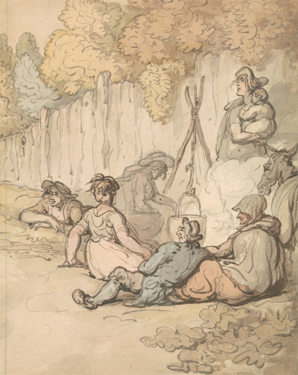 Gypsies Cooking on an Open Fire av Thomas Rowlandson