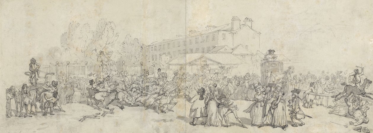 Hyde Park Corner (penna och bläck med tvätt och grafit på papper) av Thomas Rowlandson
