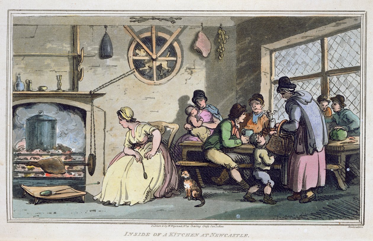 Insidan av ett kök i Newcastle, publicerad 1800 av Thomas Rowlandson