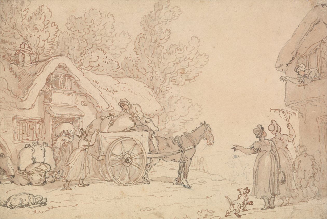 Loading Sacks into a Cart av Thomas Rowlandson