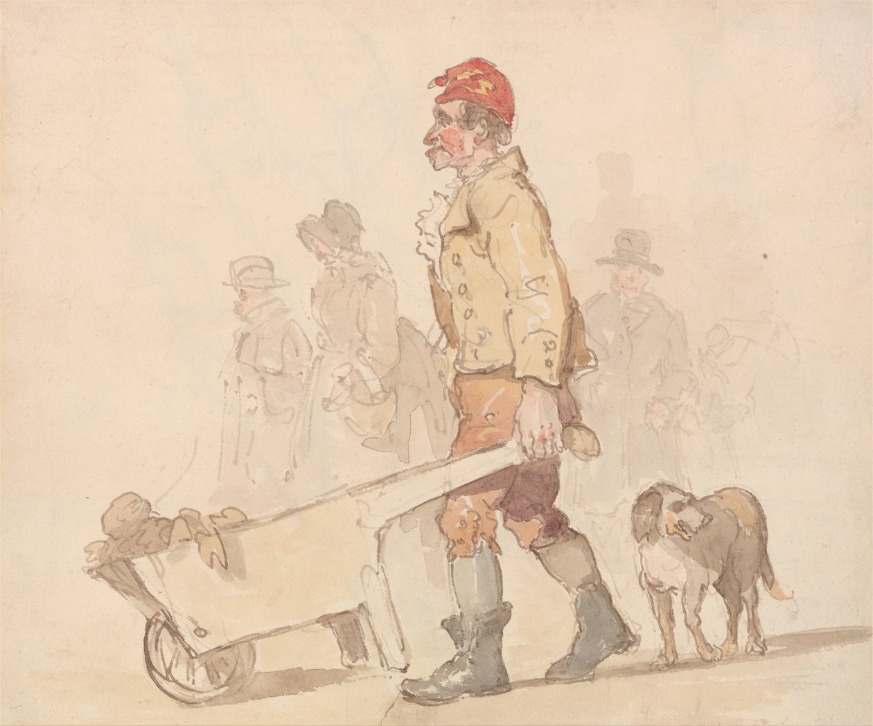 Man with Barrow and dog av Thomas Rowlandson