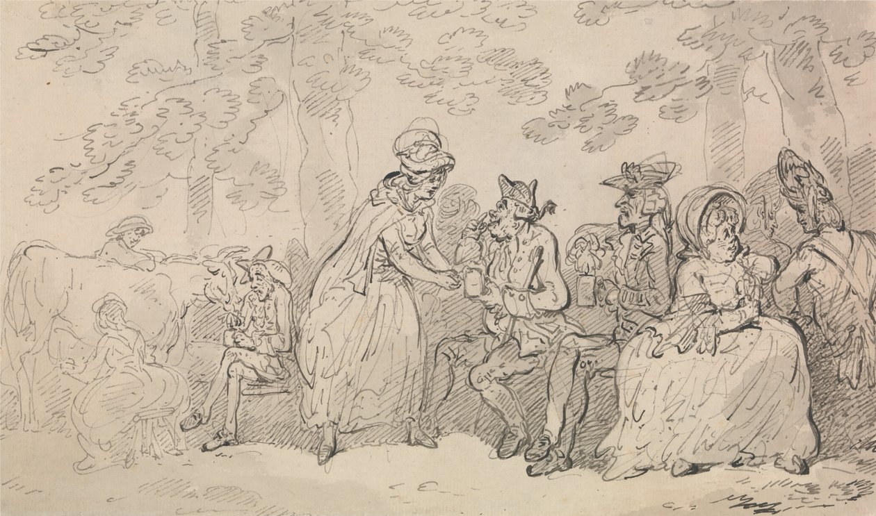 Milkmaids and Gentlemen in St. Jamess Park av Thomas Rowlandson