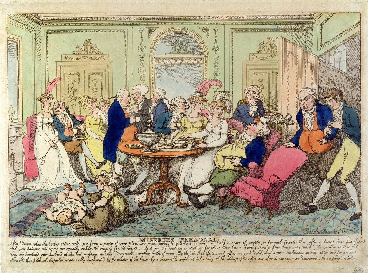 Miseries Personal (färgad etsning) av Thomas Rowlandson