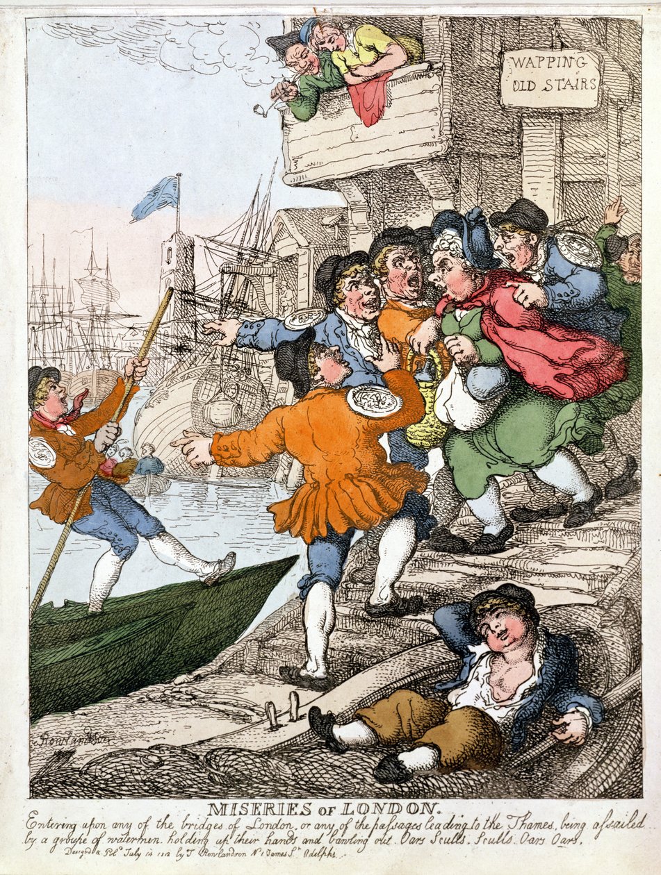 Miseries of London - Themsen vid Wapping av Thomas Rowlandson