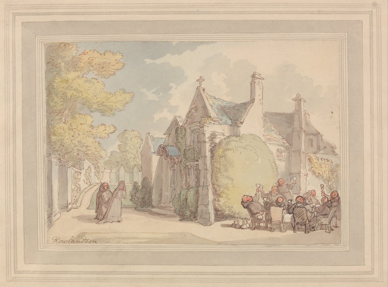Monks Carousing outside a Monastery av Thomas Rowlandson