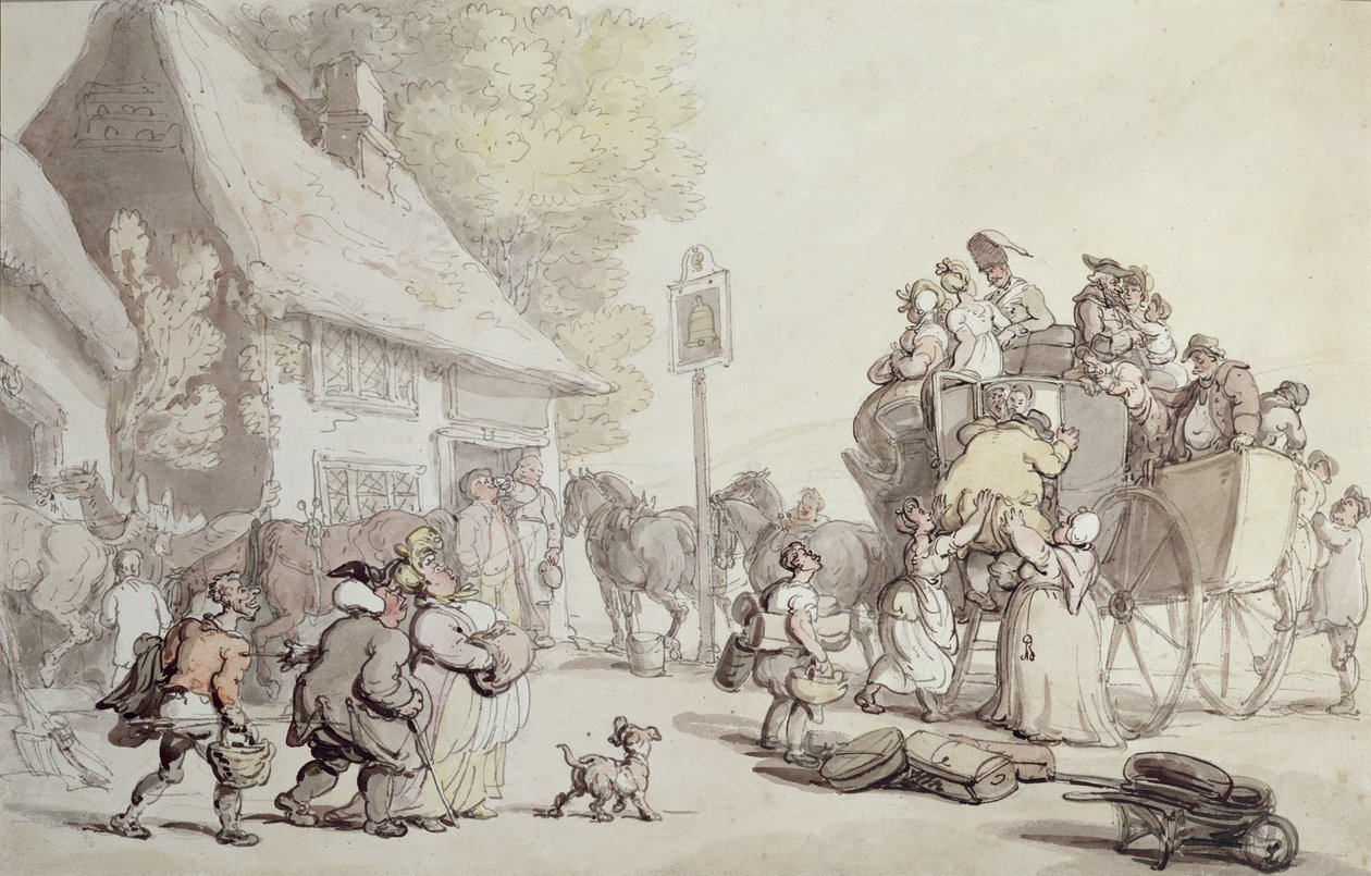 Utanför värdshuset (wc på papper) av Thomas Rowlandson