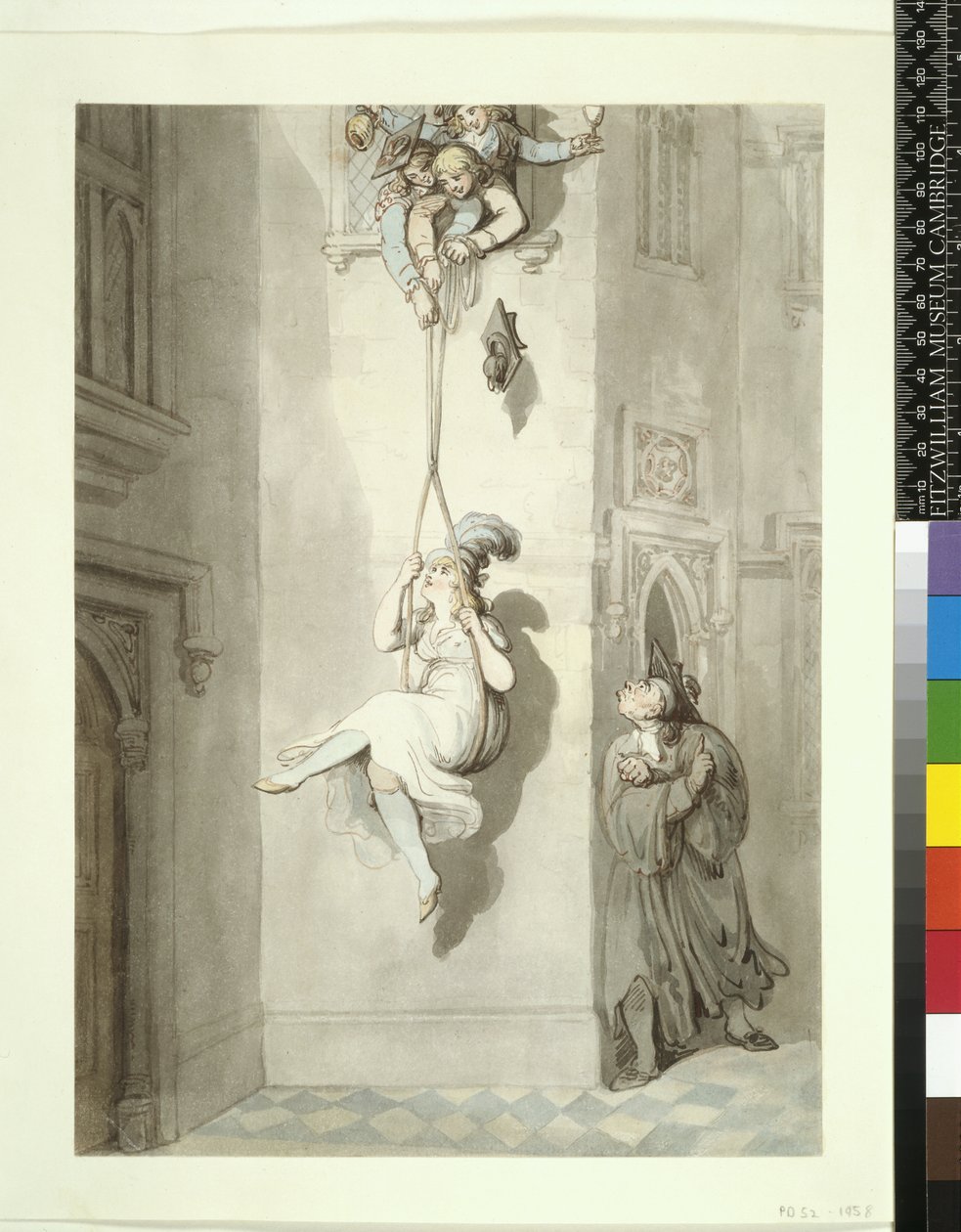 PD.52-1958 Ett gammalt universitetsknep, smuggling av en dam av Thomas Rowlandson