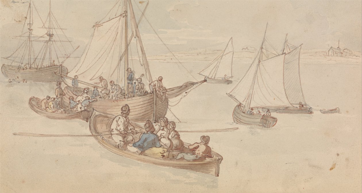 Pleasure Boats in an Estuary av Thomas Rowlandson