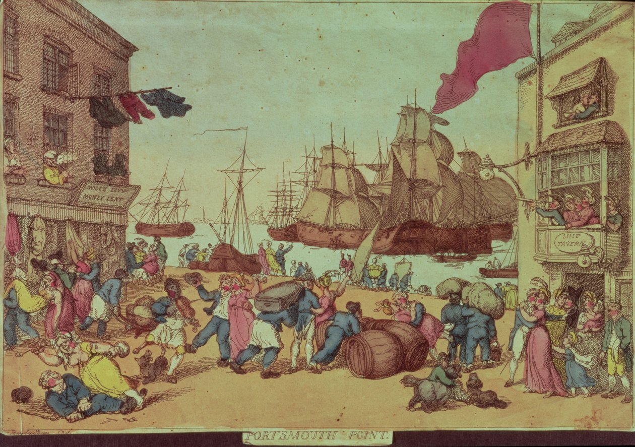 Portsmouth Point, 1811 (se även 60284) av Thomas Rowlandson
