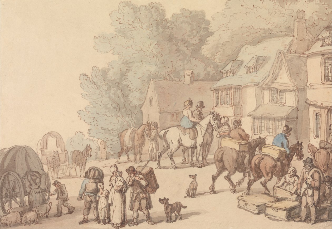 Scene Outside an Inn av Thomas Rowlandson