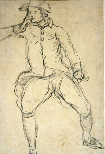 Sketch of a Man (penna & bläck, penna & wc på papper på fästet) (baksidan av 238963) av Thomas Rowlandson