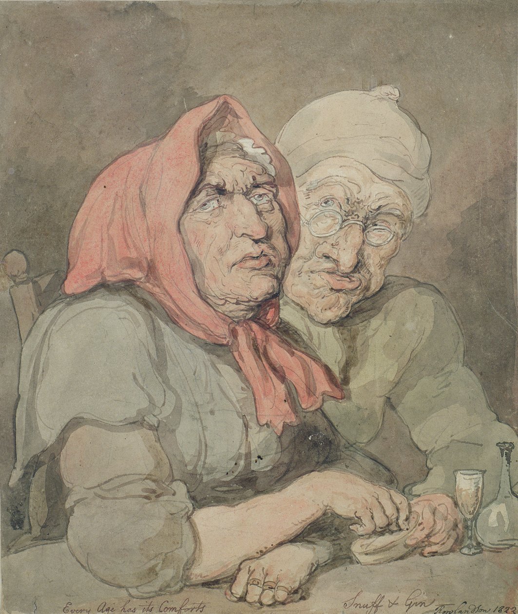 Snus och gin (penna och bläck) av Thomas Rowlandson