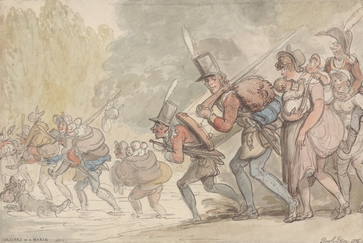 Soldiers on a March av Thomas Rowlandson