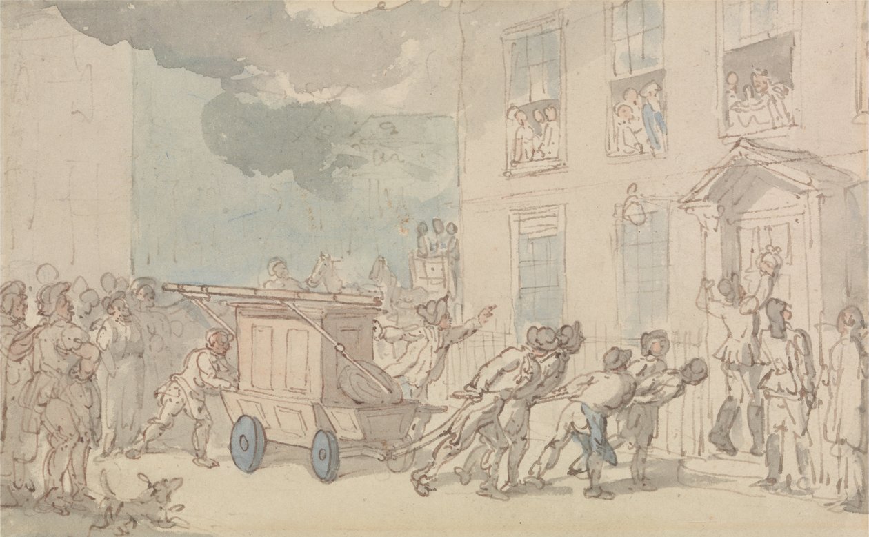 Brandbilens ankomst av Thomas Rowlandson