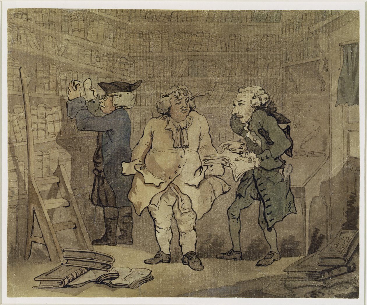 Författaren och hans förläggare, 1784 (grå tvätt och wc över penna på lagt papper) av Thomas Rowlandson