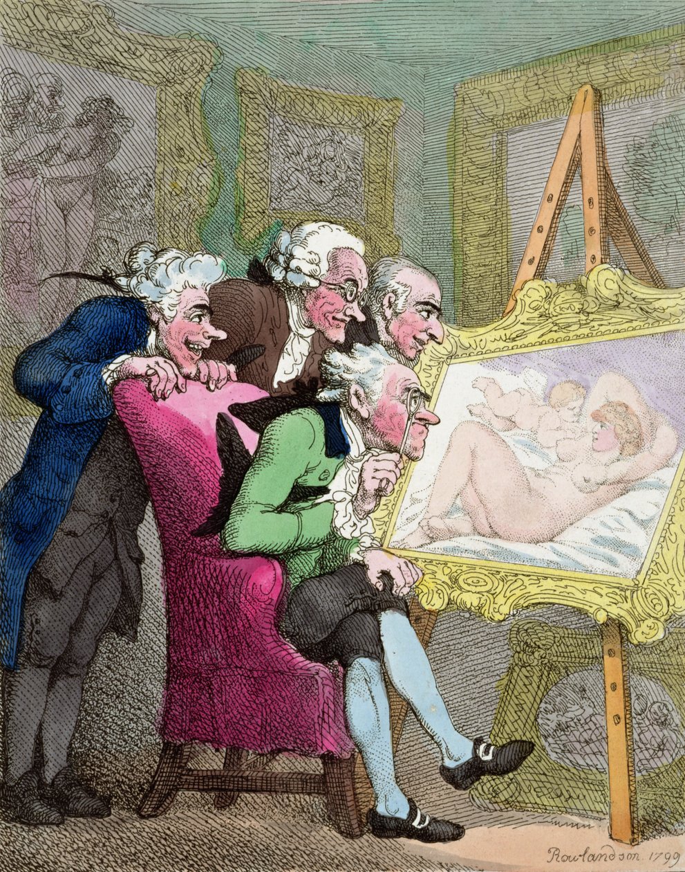 The Connoisseurs, 1799 (handfärgad etsning) av Thomas Rowlandson