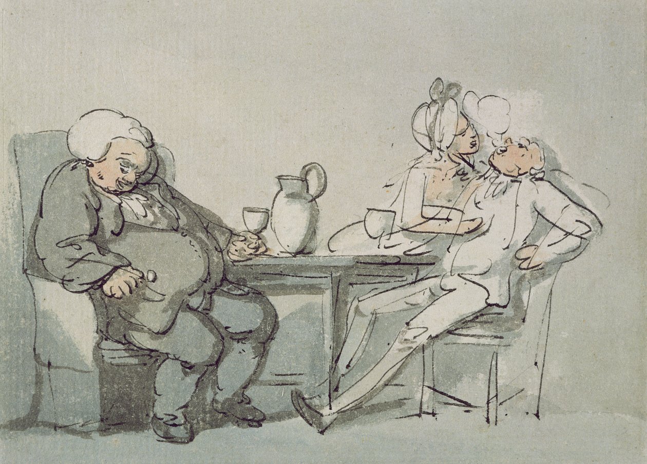 The Doctor Overcame (penna och bläck och wc på papper) av Thomas Rowlandson