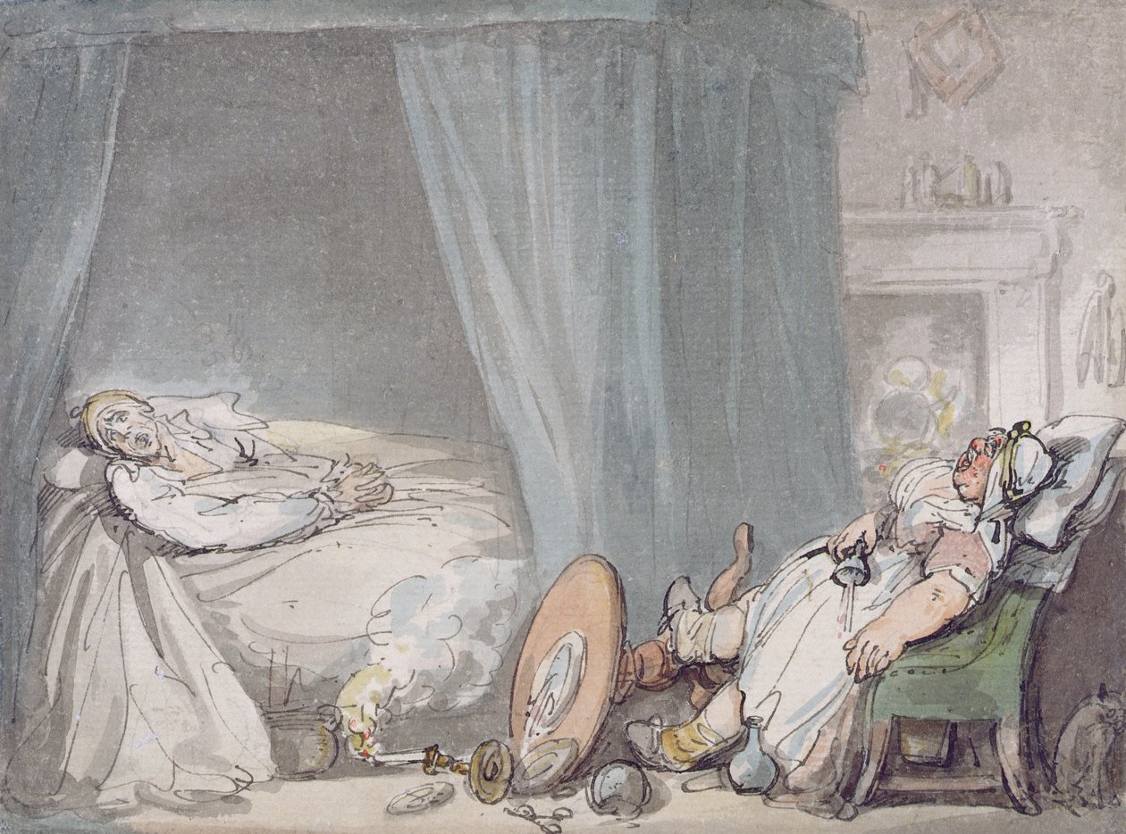 The Drunken Nurse (penna och bläck och wc på papper) av Thomas Rowlandson