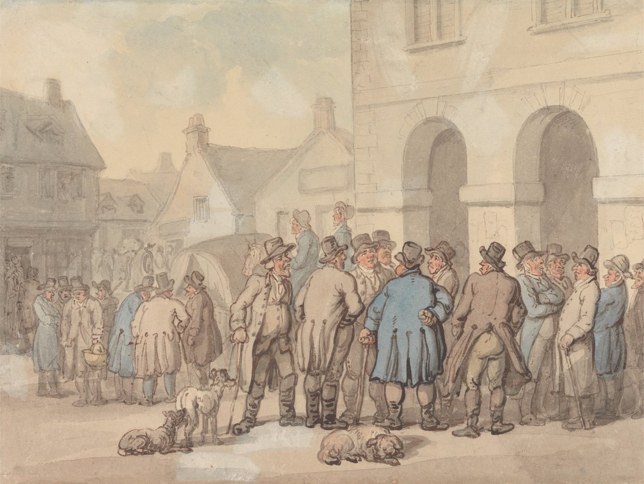 The Market Place, Brackley, Northamptonshire av Thomas Rowlandson