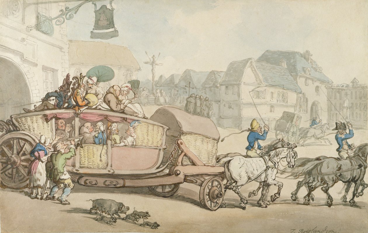 The Paris Diligence (penna och bläck och wc på papper) av Thomas Rowlandson