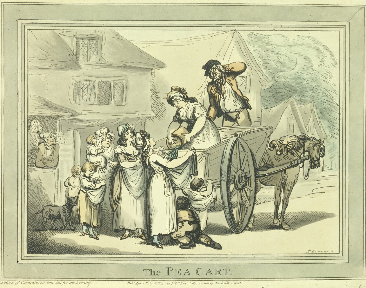 The Pea Cart, pub. av S.W. Fores (färgad etsning) av Thomas Rowlandson