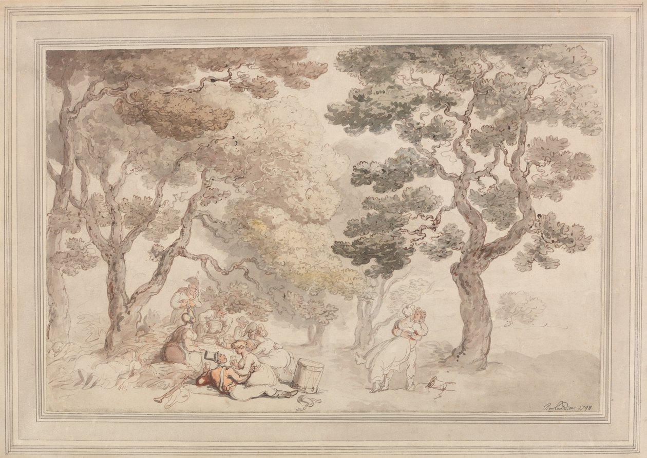 The Picnic (wc på papper) av Thomas Rowlandson