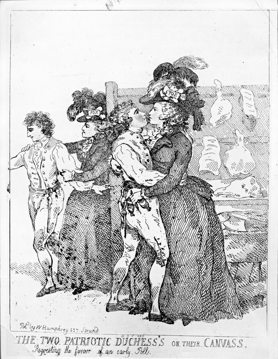 De två patriotiska hertiginnorna på sin duk, 1784 av Thomas Rowlandson