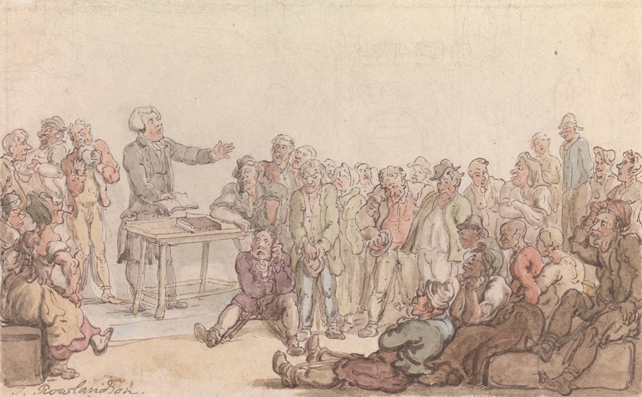 The Vicar of Wakefield- The Vicar Preaching to the Prisoners av Thomas Rowlandson
