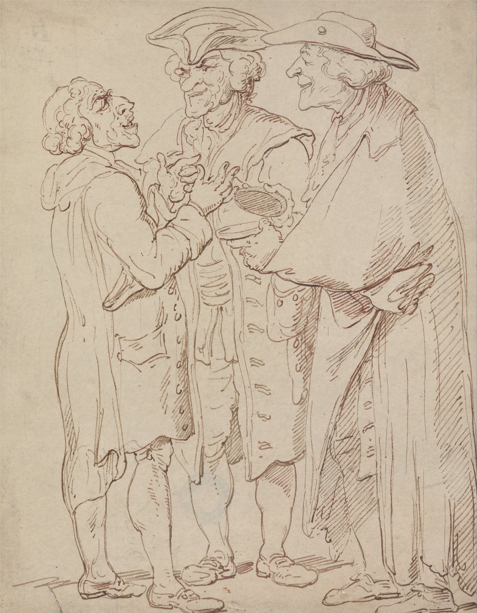 Three Full-Length Figures of Men Talking av Thomas Rowlandson