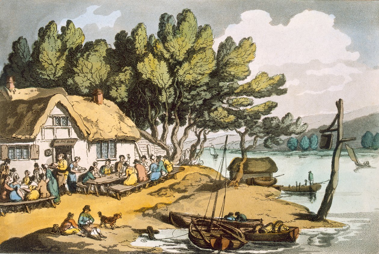 Utsikt nära Newport, Isle of Wight, från "Sketches from Nature", publicerad 1822 (färgad etsning) av Thomas Rowlandson