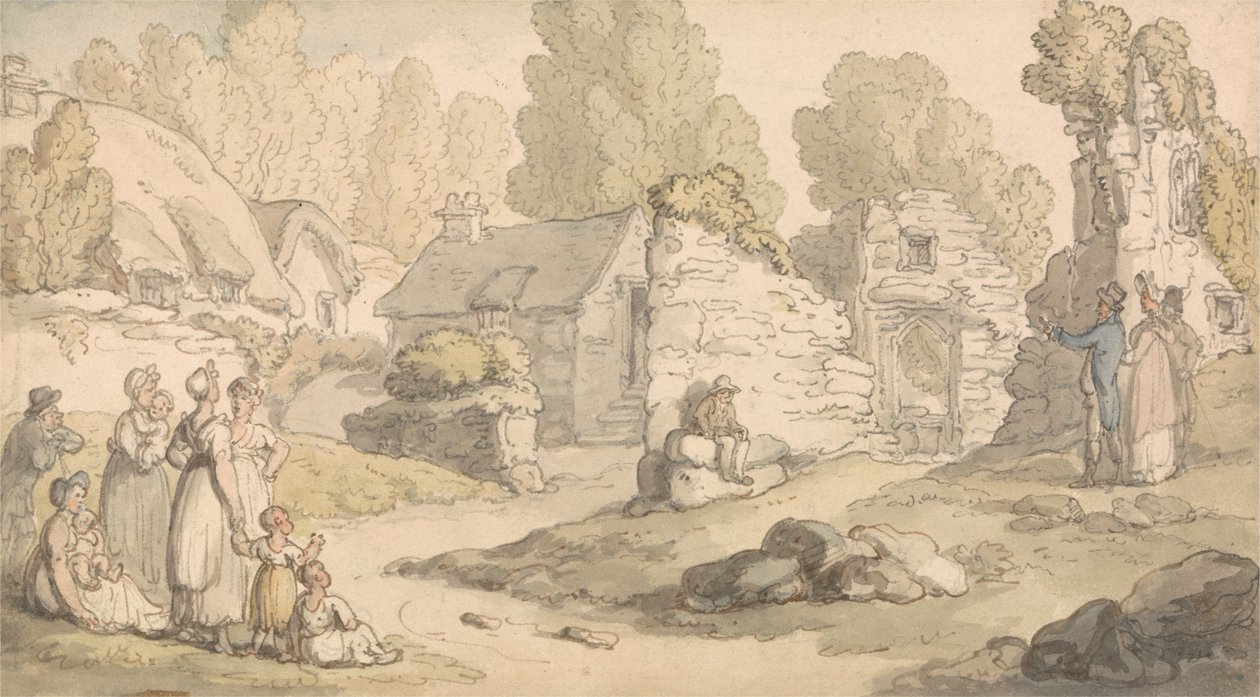 Visitors Inspecting Abbey Ruins av Thomas Rowlandson