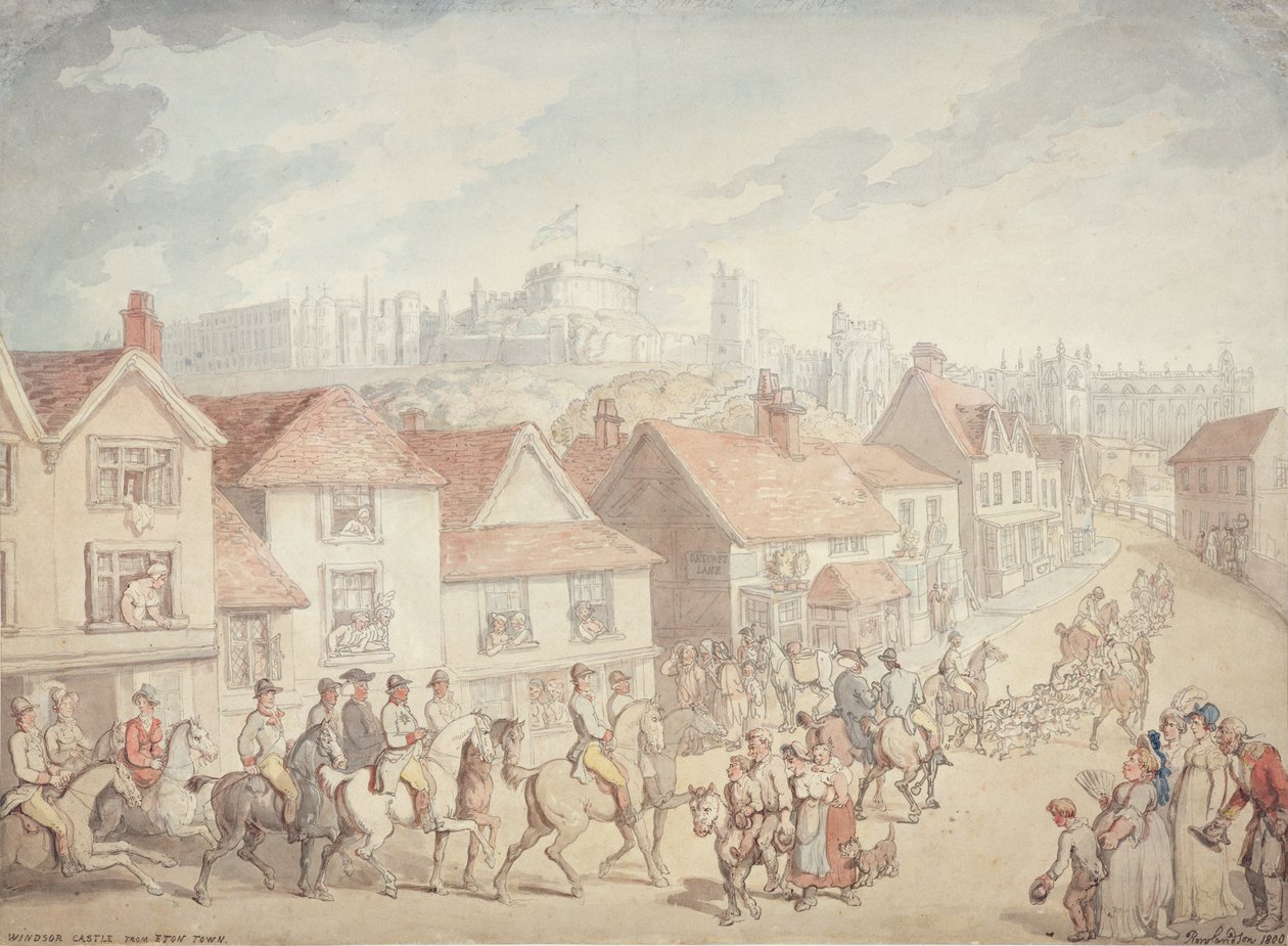 Windsor Castle från Eton Town, 1800 av Thomas Rowlandson