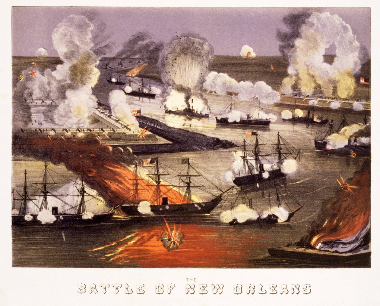 Slaget om New Orleans, pub. c.1865 av Thomas S. Sinclair