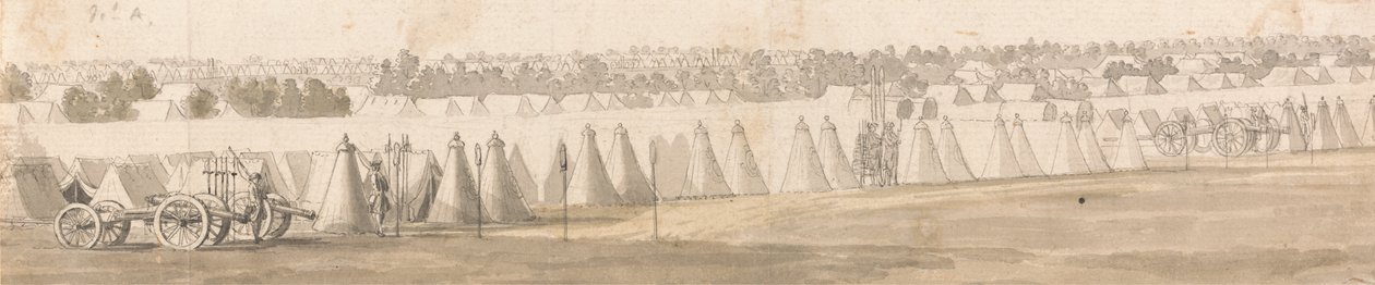 Ett läger i Flandern (penna- och bläcktvätt på papper) av Thomas Sandby