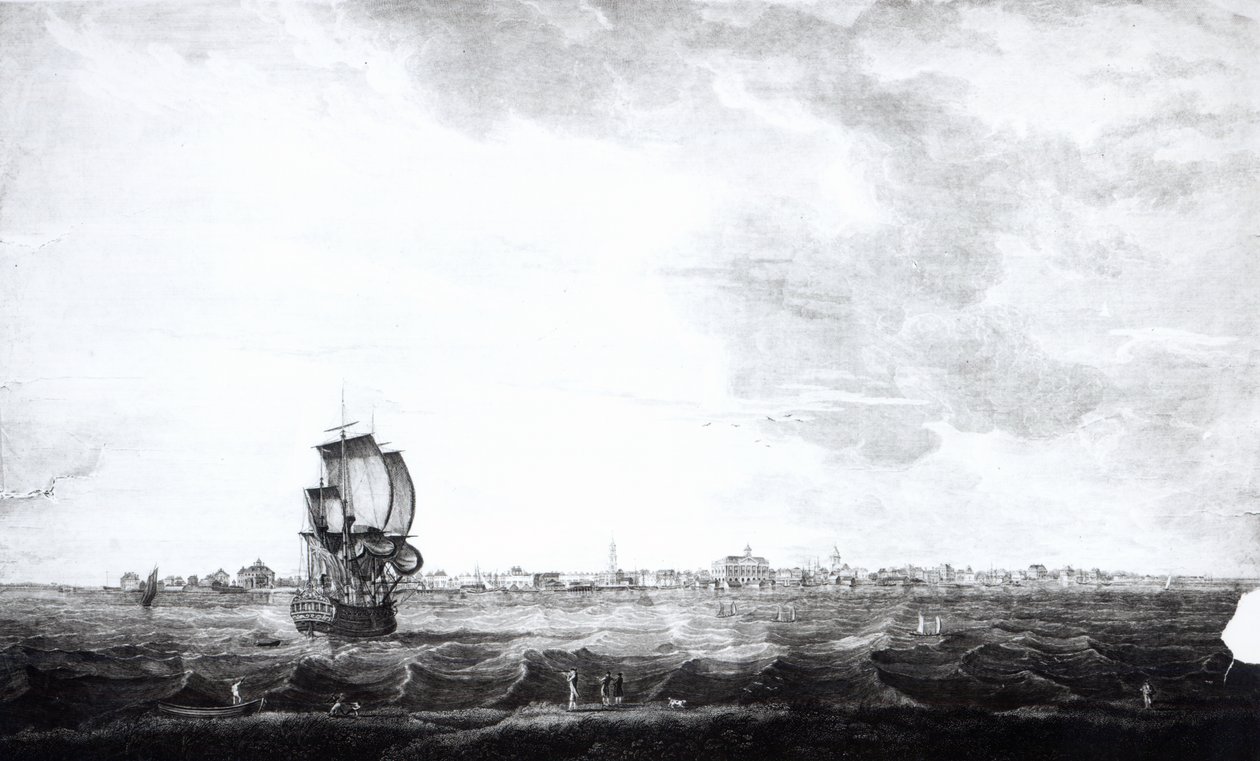 En vy över Charles-Town, South Carolinas huvudstad, graverad av Samuel Smith, 1776 av Thomas Seitch