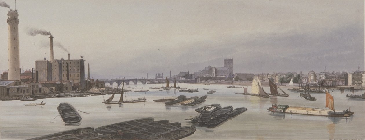 Themsen vid Westminster, 1842 av Thomas Shotter Boys