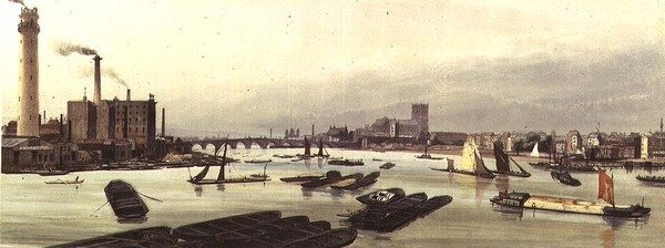Shot Tower och Westminster, 1842 av Thomas Shotter Boys