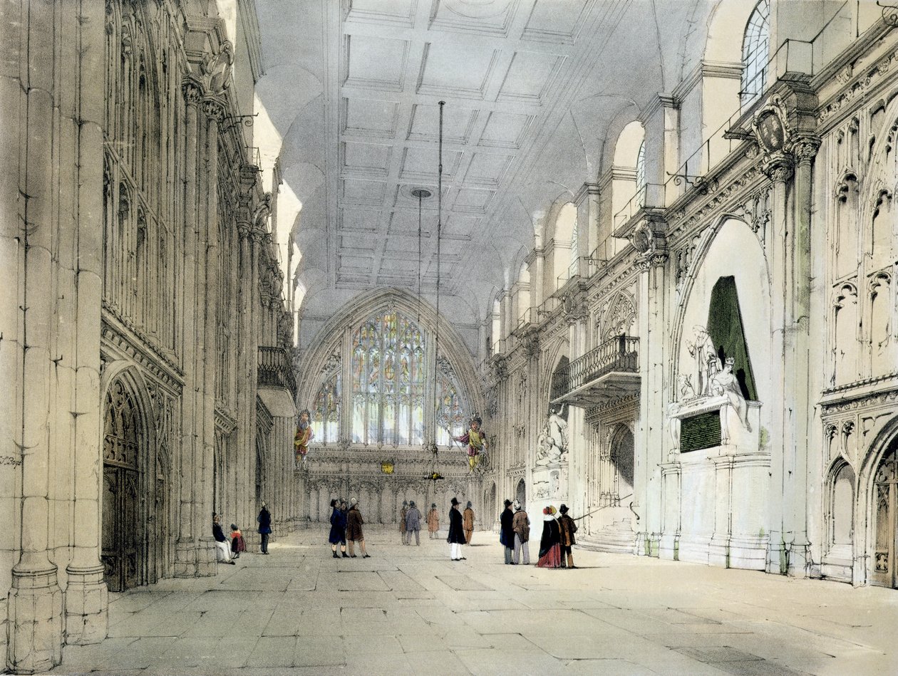 Guildhall, interiör, ur "London As It Is", graverad och utgiven av konstnären, 1842 av Thomas Shotter Boys