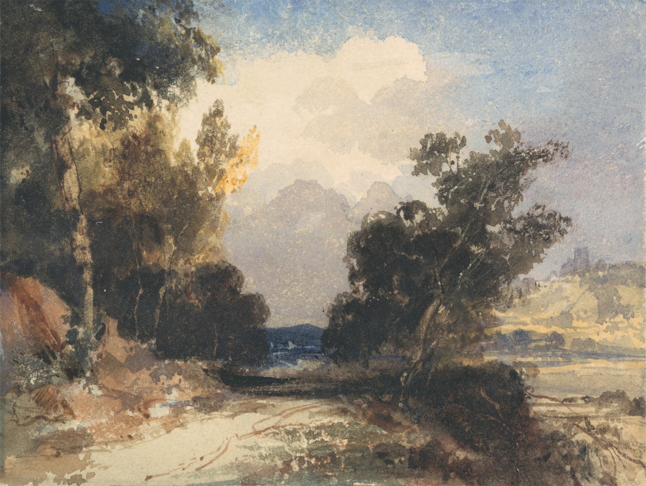Utsikt nära Arundel Castle (wc över grafit på papper) av Thomas Shotter Boys