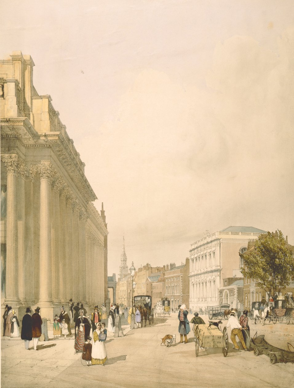 Utsikt över Board of Trade, Whitehall från Downing Street, 1842 av Thomas Shotter Boys