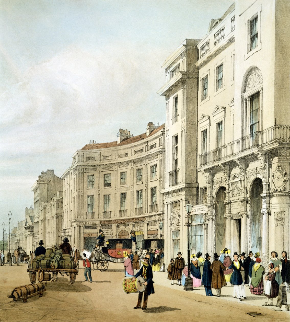 Västsidan av John Nashs utökade Regent Circus (detalj) från 