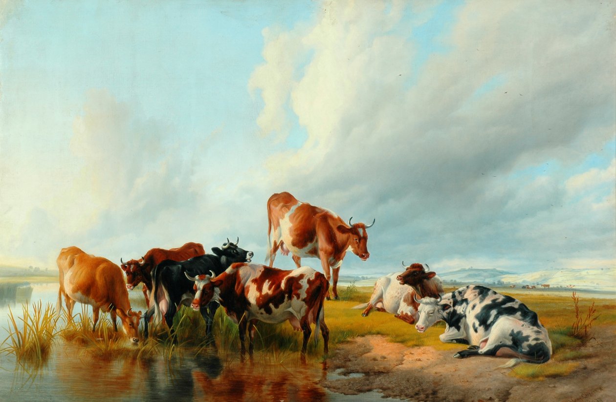 En grupp boskap, 1877 av Thomas Sidney Cooper
