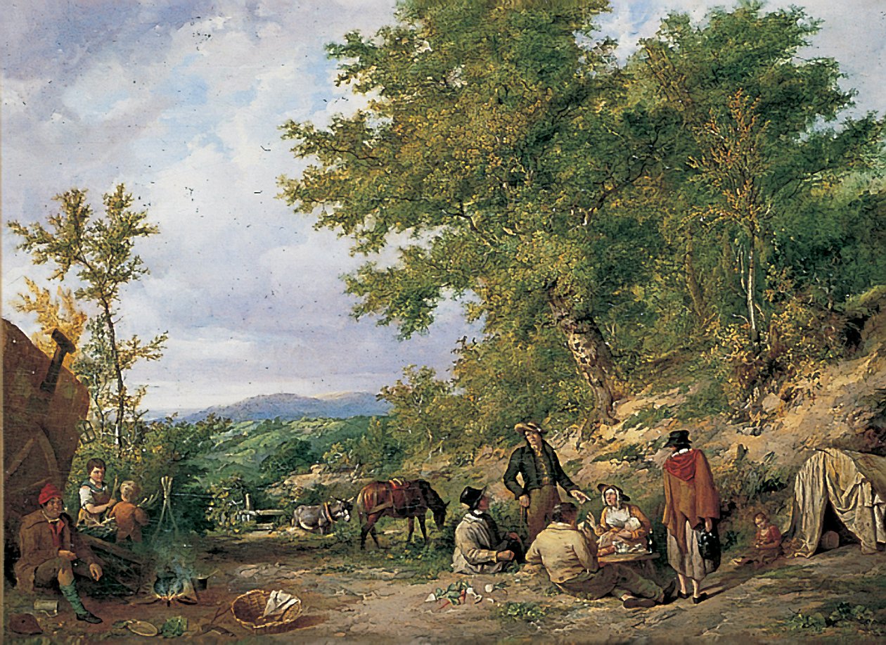 Country Lane med zigenare av Thomas Sidney Cooper