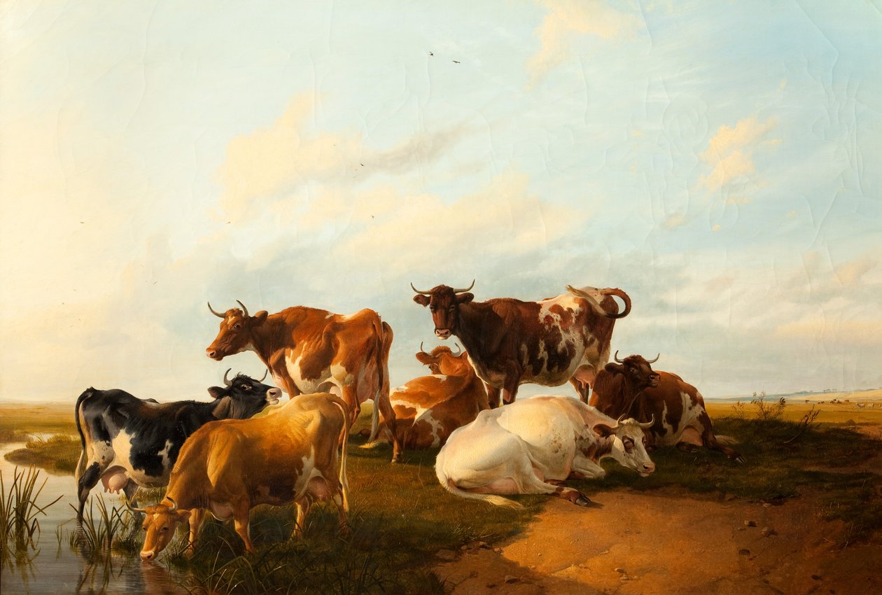 Kväll på ängarna, 1871 av Thomas Sidney Cooper
