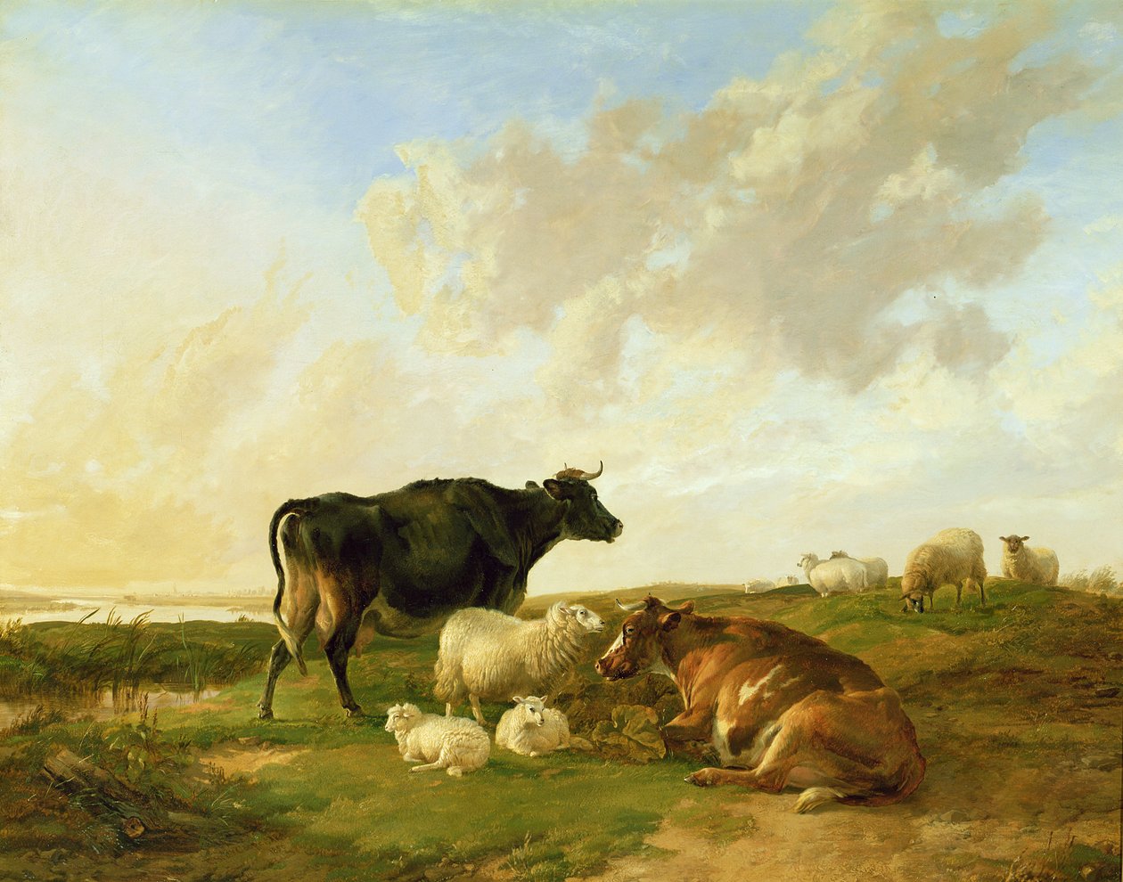Landskap med kor och får, 1850 av Thomas Sidney Cooper