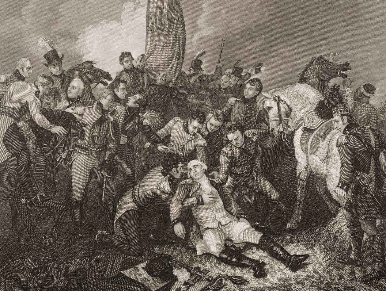 The Death of General Sir Ralph Abercromby, illustration från "Englands Battles by Land and Sea" av Lieut. Överste Williams av Thomas Stothard