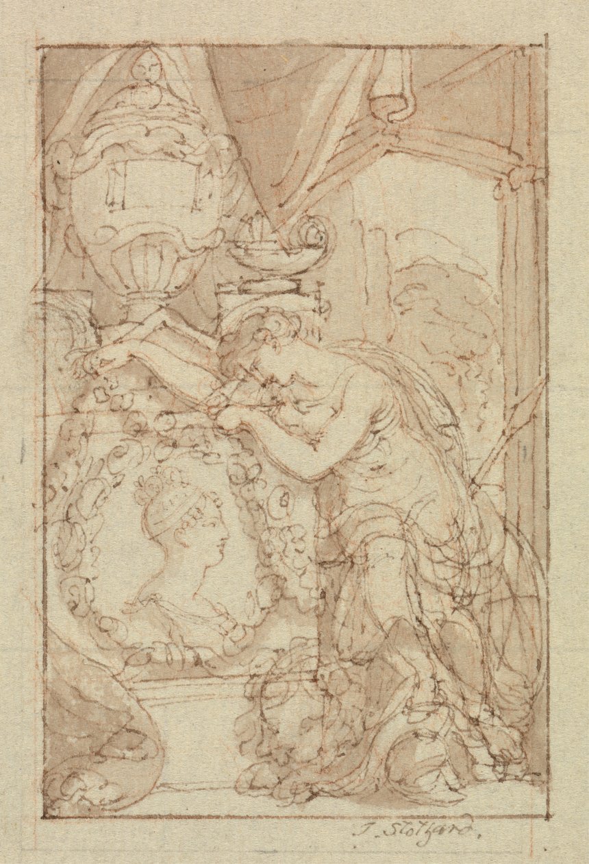 Utan titel (penna och brunt bläck på papper) av Thomas Stothard